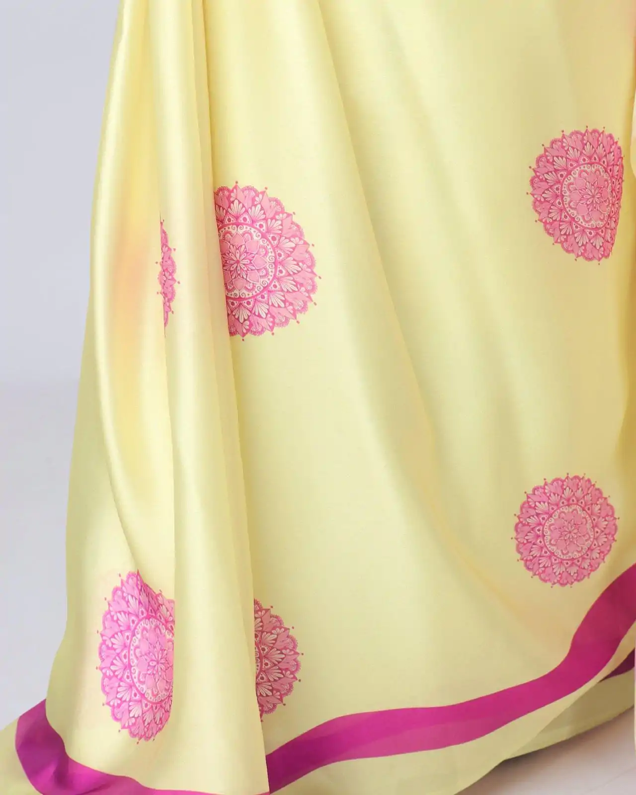 ST 1102B Lemon Yellow Color Japan Satin Digital Print Work Saree Casual, Wedding, Festive, Events . Expected Delivery  4-6 Working Days @1849/- only      | Designer Sarees, Embroidered Sarees, Sarees, Bollywood Sarees, Creative Sarees, Ethnic Saree, Modern Digital sarees, Party Wear Sarees