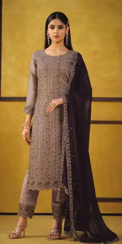 FC 5421 Light Brown Color Rangoli Coding Sequence Work Salwar Suit Casual, Wedding, Party, Festive, Events Etc.4-6 Working Days@ 2749/-only | Casual Suits, Jump Suits, Salwar suit, Creative suits, Designer Suits, Palazzo Suits, Party Wear Suits, Patiala Suits, Straight Suits