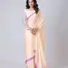 ST 1102B Light Peach Color Japan Satin Digital Print Work Saree Casual, Wedding, Festive, Events . Expected Delivery  4-6 Working Days @1849/- only      | Designer Sarees, Embroidered Sarees, Sarees, Bollywood Sarees, Creative Sarees, Ethnic Saree, Modern Digital sarees, Party Wear Sarees