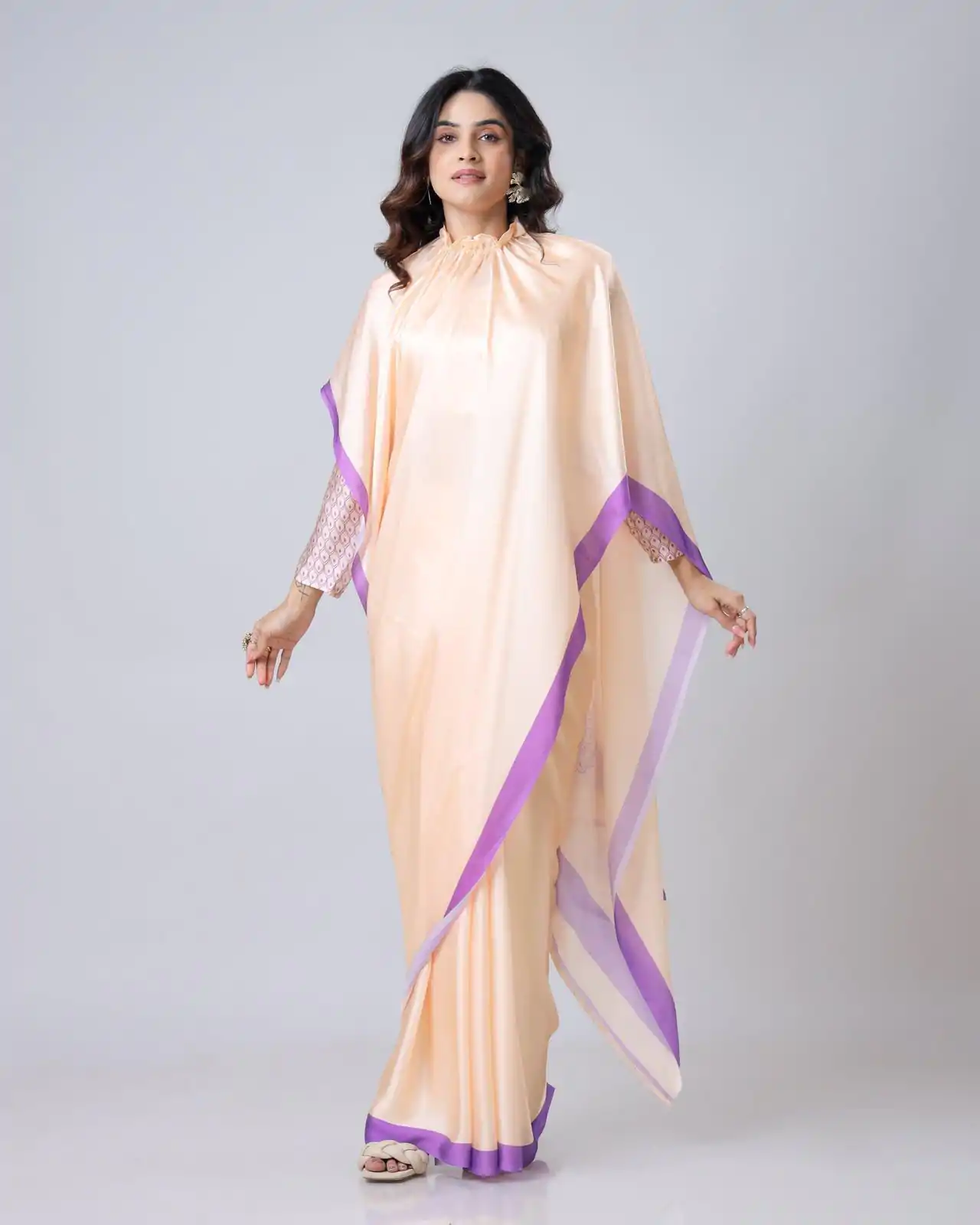 ST 1102B Light Peach Color Japan Satin Digital Print Work Saree Casual, Wedding, Festive, Events . Expected Delivery  4-6 Working Days @1849/- only      | Designer Sarees, Embroidered Sarees, Sarees, Bollywood Sarees, Creative Sarees, Ethnic Saree, Modern Digital sarees, Party Wear Sarees