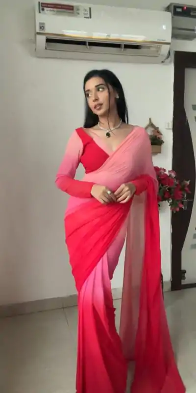  SC 226 Pink Red Color Soft Georgette Silk Ready To Wear Saree Casual, Wedding, Festive, Events . Expected Delivery  4-6 Working Days @1549/- only                                                                                                                                             | Designer Sarees, Embroidered Sarees, Sarees, Bollywood Sarees, Creative Sarees, Ethnic Saree, Modern Digital sarees, Party Wear Sarees