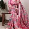 YNF 7019 Pink Color Tushar Silk With Viscose Border Printed Saree Casual, Wedding, Festive, Events . Expected Delivery  4-6 Working Days @1699/- only                                                                                                                                           | Designer Sarees, Embroidered Sarees, Sarees, Bollywood Sarees, Creative Sarees, Ethnic Saree, Modern Digital sarees, Party Wear Sarees