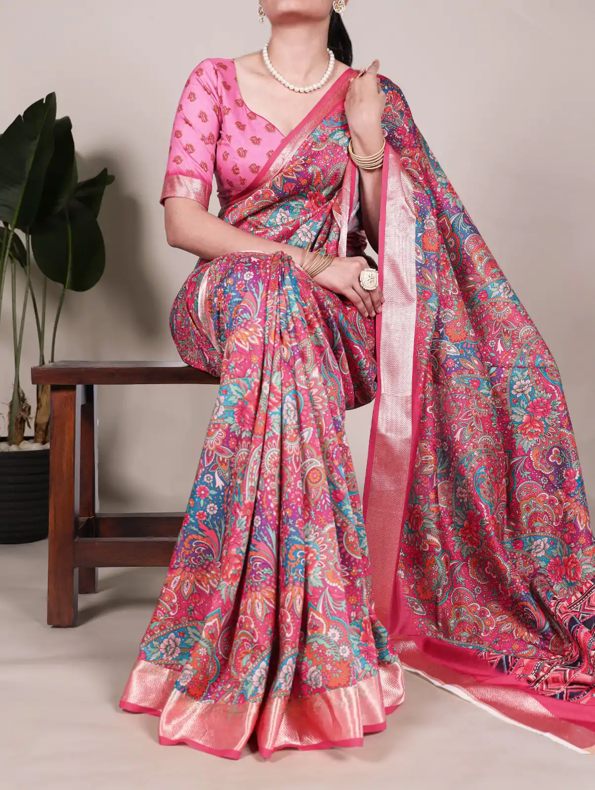 YNF 7019 Pink Color Tushar Silk With Viscose Border Printed Saree Casual, Wedding, Festive, Events . Expected Delivery  4-6 Working Days @1699/- only                                                                                                                                           | Designer Sarees, Embroidered Sarees, Sarees, Bollywood Sarees, Creative Sarees, Ethnic Saree, Modern Digital sarees, Party Wear Sarees
