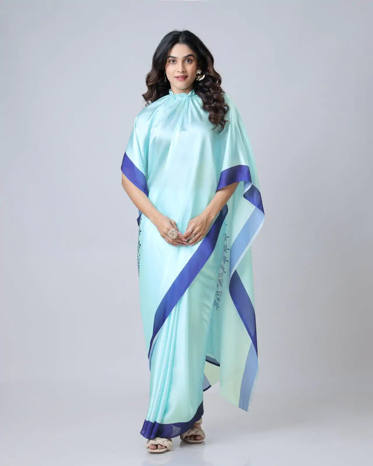 ST 1102B Sky Blue Color Japan Satin Digital Print Work Saree Casual, Wedding, Festive, Events . Expected Delivery  4-6 Working Days @1849/- only      | Designer Sarees, Embroidered Sarees, Sarees, Bollywood Sarees, Creative Sarees, Ethnic Saree, Modern Digital sarees, Party Wear Sarees
