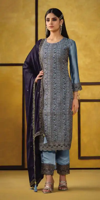 FC 5421 Sky Blue Color Rangoli Coding Sequence Work Salwar Suit Casual, Wedding, Party, Festive, Events Etc.4-6 Working Days@ 2749/-only | Casual Suits, Jump Suits, Salwar suit, Creative suits, Designer Suits, Palazzo Suits, Party Wear Suits, Patiala Suits, Straight Suits