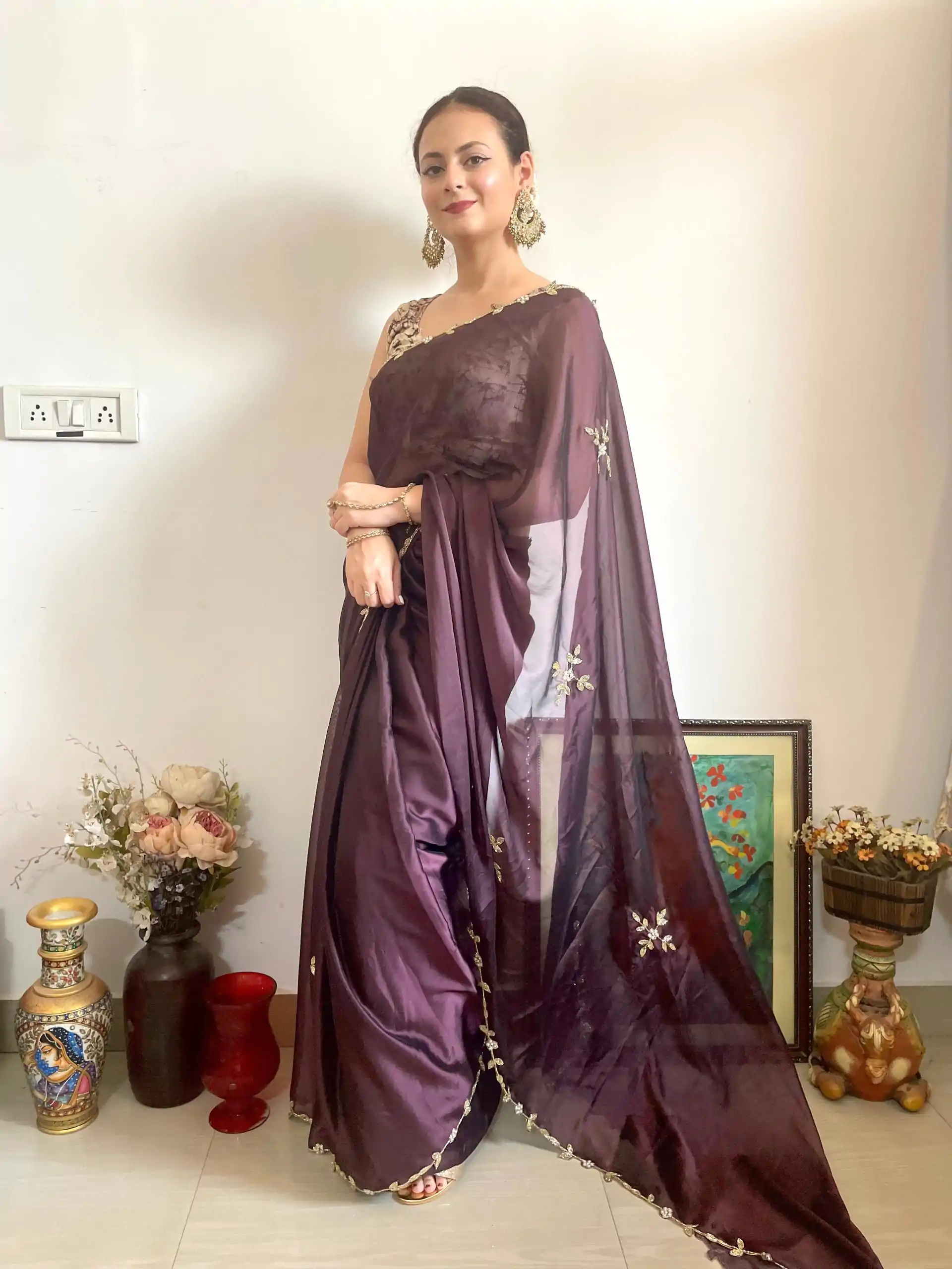  AC Resham Brown Color Rangoli Silk Handwork Cutwork Pearl Saree Casual, Wedding, Festive, Events . Expected Delivery  4-6 Working Days @1999/- only                                                                                                                                             | Designer Sarees, Embroidered Sarees, Sarees, Bollywood Sarees, Creative Sarees, Ethnic Saree, Modern Digital sarees, Party Wear Sarees