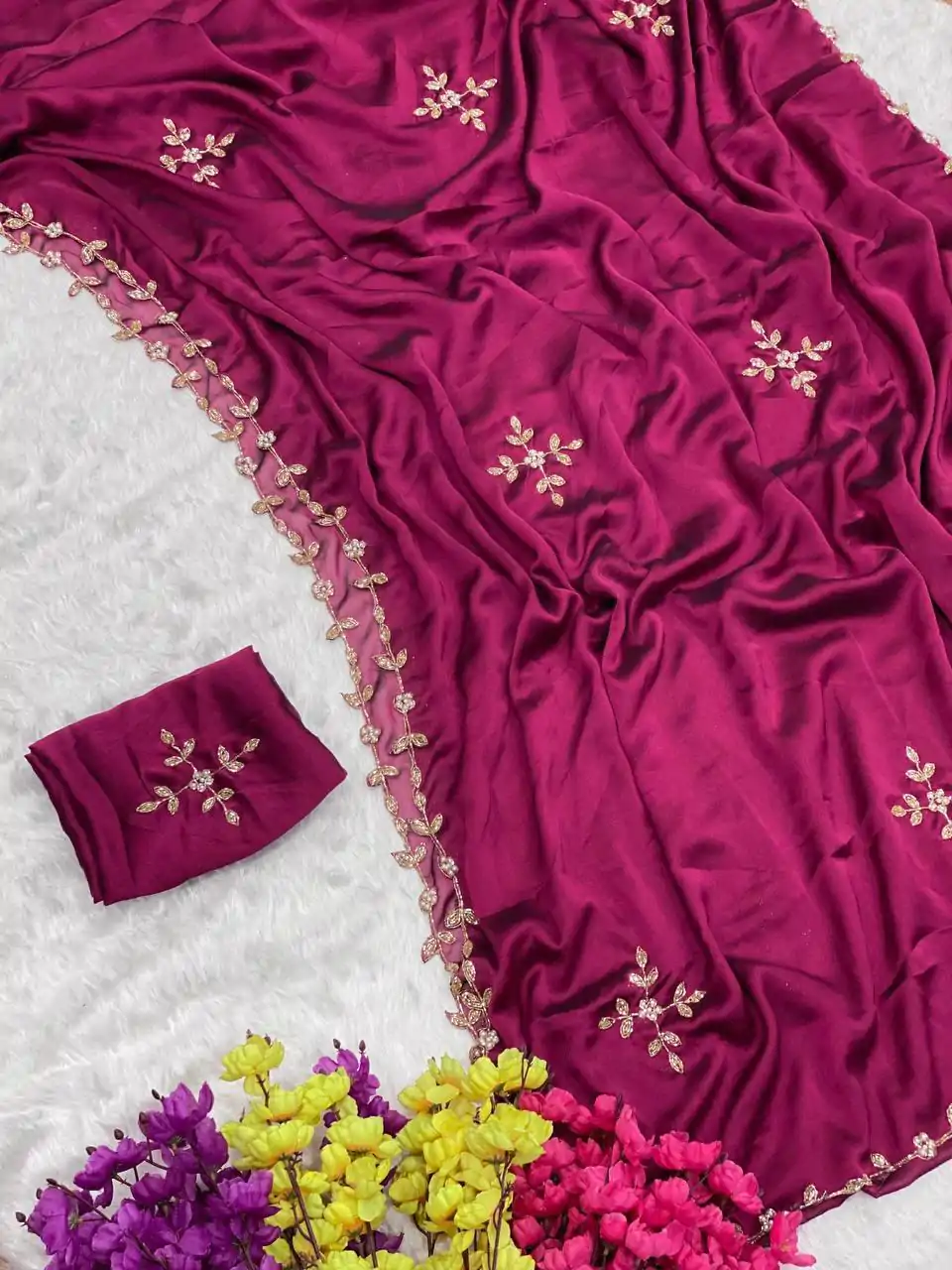  AC Resham Rani Pink Color Rangoli Silk Handwork Cutwork Pearl Saree Casual, Wedding, Festive, Events . Expected Delivery  4-6 Working Days @1999/- only                                                                                                                                             | Designer Sarees, Embroidered Sarees, Sarees, Bollywood Sarees, Creative Sarees, Ethnic Saree, Modern Digital sarees, Party Wear Sarees