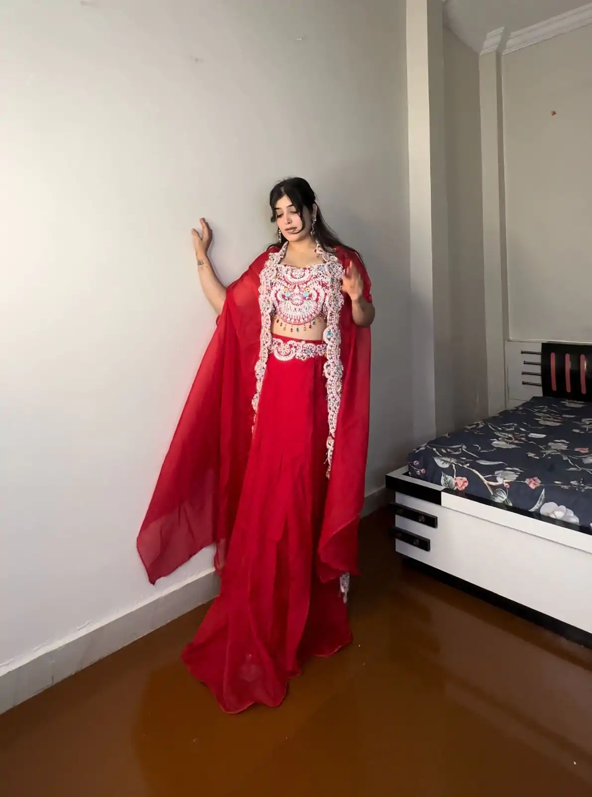 BE 338 Red Color Georgette Sequence Diamond Work Dhoti Suit Casual, Wedding, Festive, Events . Expected Delivery  4-6 Working Days @1999/- only      | Casual Suits, Jump Suits, Salwar suit, Creative suits, Designer Suits, Palazzo Suits, Party Wear Suits, Patiala Suits, Straight Suits