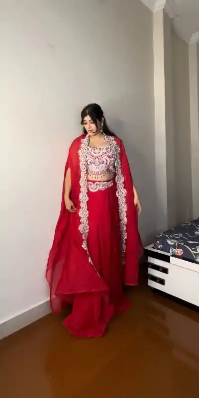 BE 338 Red Color Georgette Sequence Diamond Work Dhoti Suit Casual, Wedding, Festive, Events . Expected Delivery  4-6 Working Days @1999/- only      | Casual Suits, Jump Suits, Salwar suit, Creative suits, Designer Suits, Palazzo Suits, Party Wear Suits, Patiala Suits, Straight Suits