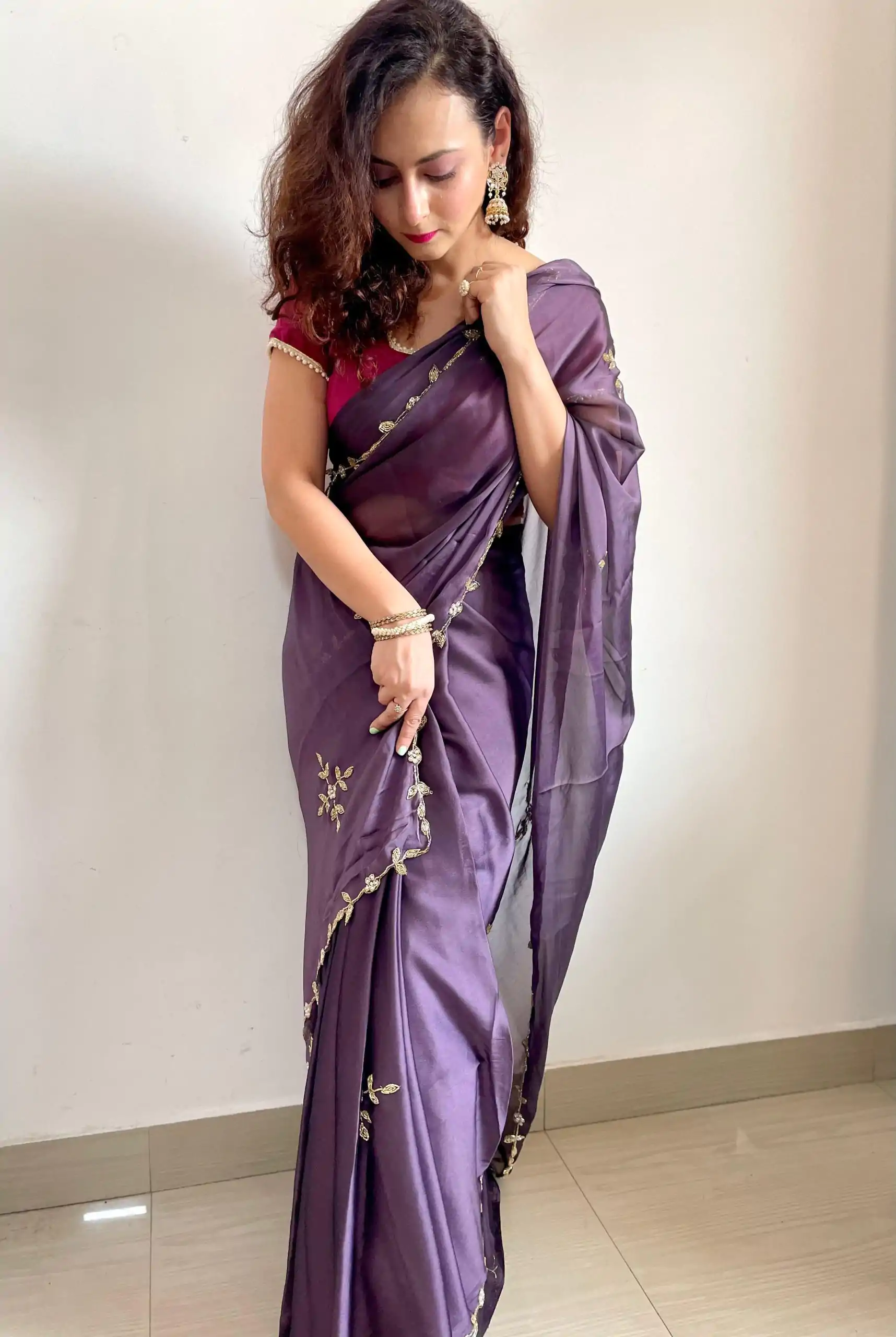  AC Resham Violet Color Rangoli Silk Handwork Cutwork Pearl Saree Casual, Wedding, Festive, Events . Expected Delivery  4-6 Working Days @1999/- only                                                                                                                                             | Designer Sarees, Embroidered Sarees, Sarees, Bollywood Sarees, Creative Sarees, Ethnic Saree, Modern Digital sarees, Party Wear Sarees
