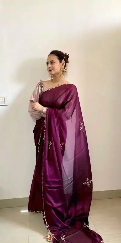  AC Resham Wine Color Rangoli Silk Handwork Cutwork Pearl Saree Casual, Wedding, Festive, Events . Expected Delivery  4-6 Working Days @1999/- only                                                                                                                                             | Designer Sarees, Embroidered Sarees, Sarees, Bollywood Sarees, Creative Sarees, Ethnic Saree, Modern Digital sarees, Party Wear Sarees