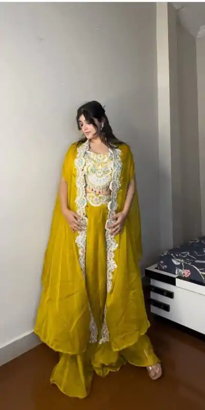 BE 338 Yellow Color Georgette Sequence Diamond Work Dhoti Suit Casual, Wedding, Festive, Events . Expected Delivery  4-6 Working Days @1999/- only      | Casual Suits, Jump Suits, Salwar suit, Creative suits, Designer Suits, Palazzo Suits, Party Wear Suits, Patiala Suits, Straight Suits