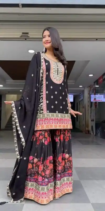 KF 1680 Black Color Georgette Sequences Work Salwar Suit Casual, Wedding, Festive, Events . Expected Delivery  4-6 Working Days @2199/- only      | Casual Suits, Jump Suits, Salwar suit, Creative suits, Designer Suits, Palazzo Suits, Party Wear Suits, Patiala Suits, Straight Suits