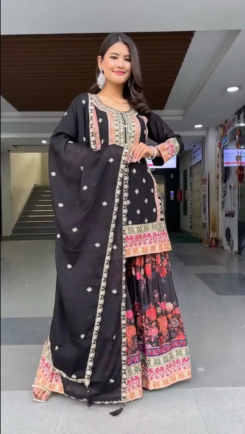 KF 1680 Black Color Georgette Sequences Work Salwar Suit Casual, Wedding, Festive, Events . Expected Delivery  4-6 Working Days @2199/- only      | Casual Suits, Jump Suits, Salwar suit, Creative suits, Designer Suits, Palazzo Suits, Party Wear Suits, Patiala Suits, Straight Suits