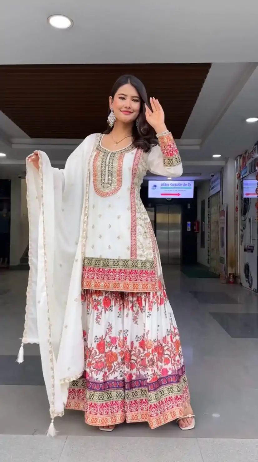 KF 1680 White Color Georgette Sequences Work Salwar Suit Casual, Wedding, Festive, Events . Expected Delivery  4-6 Working Days @2199/- only      | Casual Suits, Jump Suits, Salwar suit, Creative suits, Designer Suits, Palazzo Suits, Party Wear Suits, Patiala Suits, Straight Suits