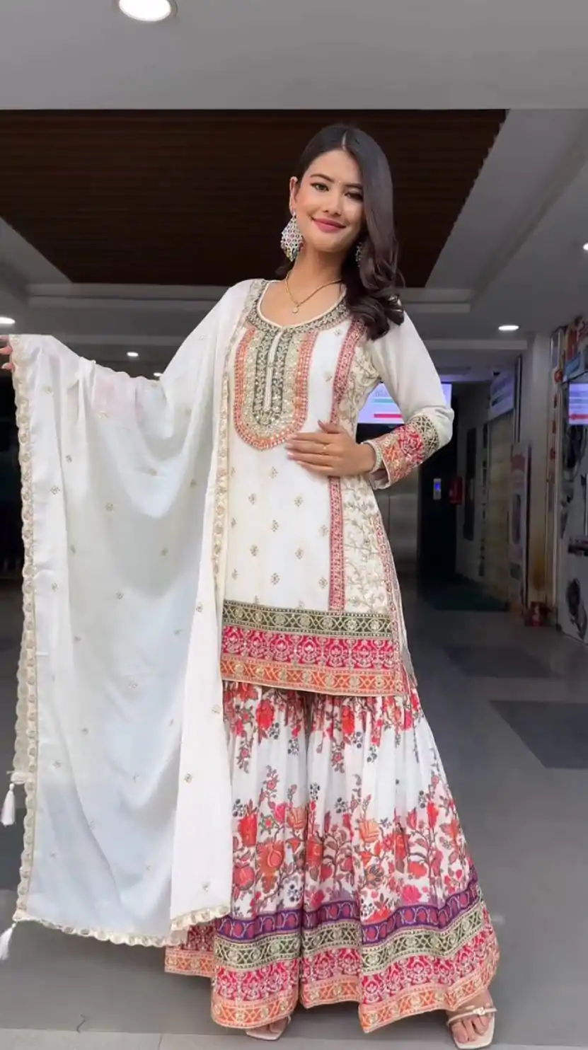 KF 1680 White Color Georgette Sequences Work Salwar Suit Casual, Wedding, Festive, Events . Expected Delivery  4-6 Working Days @2199/- only      | Casual Suits, Jump Suits, Salwar suit, Creative suits, Designer Suits, Palazzo Suits, Party Wear Suits, Patiala Suits, Straight Suits