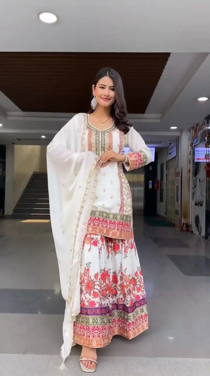 KF 1680 White Color Georgette Sequences Work Salwar Suit Casual, Wedding, Festive, Events . Expected Delivery  4-6 Working Days @2199/- only      | Casual Suits, Jump Suits, Salwar suit, Creative suits, Designer Suits, Palazzo Suits, Party Wear Suits, Patiala Suits, Straight Suits