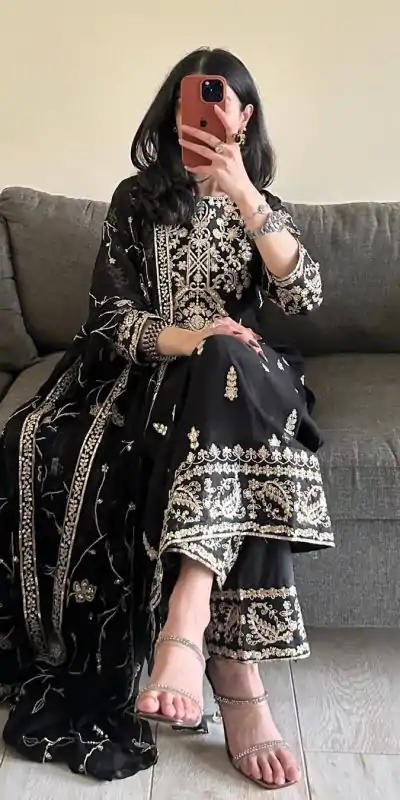 RTC 5853 Black Color Georgette thread with Sequence Salwar Suit Casual, Wedding, Festive, Events . Expected Delivery  4-6 Working Days @2299/- only      | Casual Suits, Jump Suits, Salwar suit, Creative suits, Designer Suits, Palazzo Suits, Party Wear Suits, Patiala Suits, Straight Suits