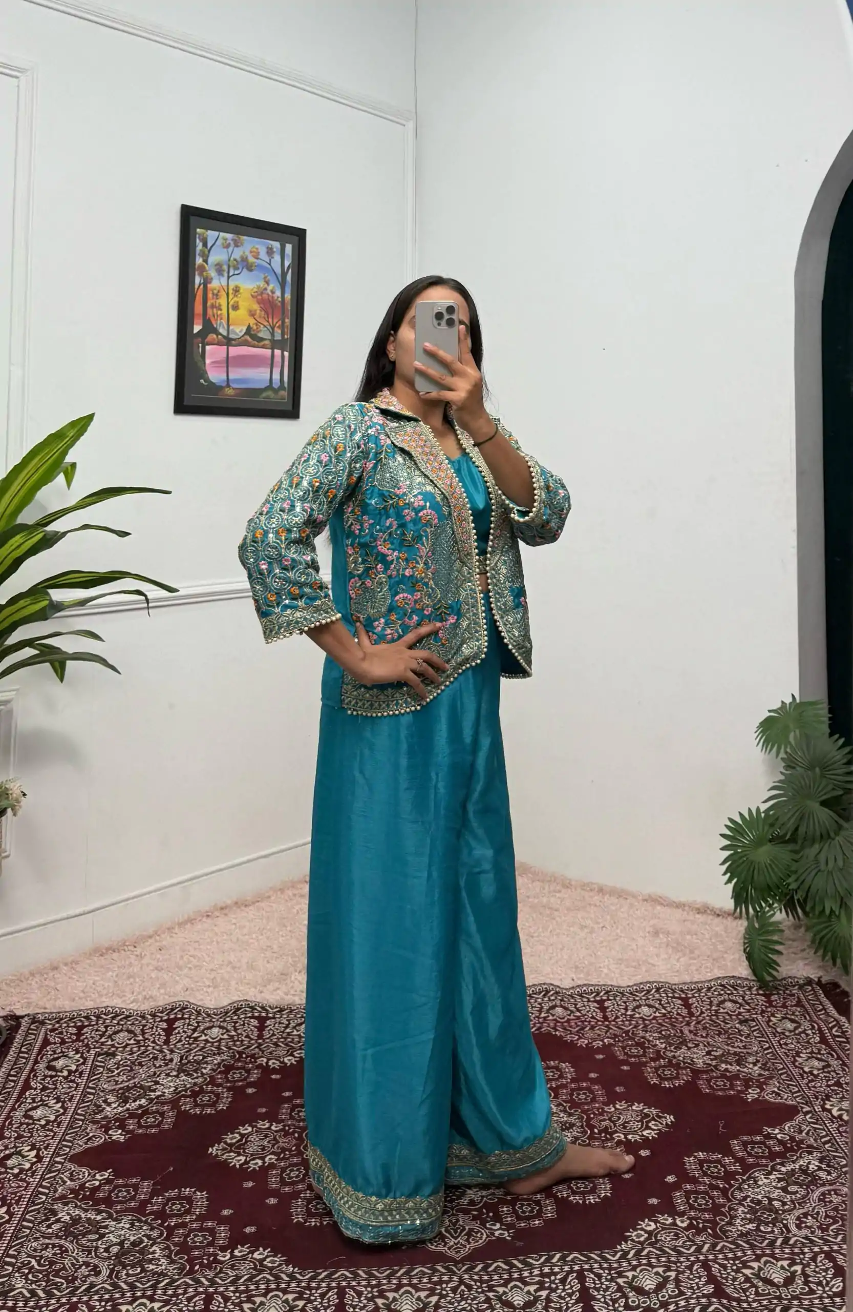 ST 1096 Blue Color Chinon Embroidery Work With Moti Lace Salwar Suit Casual, Wedding, Festive, Events . Expected Delivery  4-6 Working Days @1999/- only      | Casual Suits, Jump Suits, Salwar suit, Creative suits, Designer Suits, Palazzo Suits, Party Wear Suits, Patiala Suits, Straight Suits