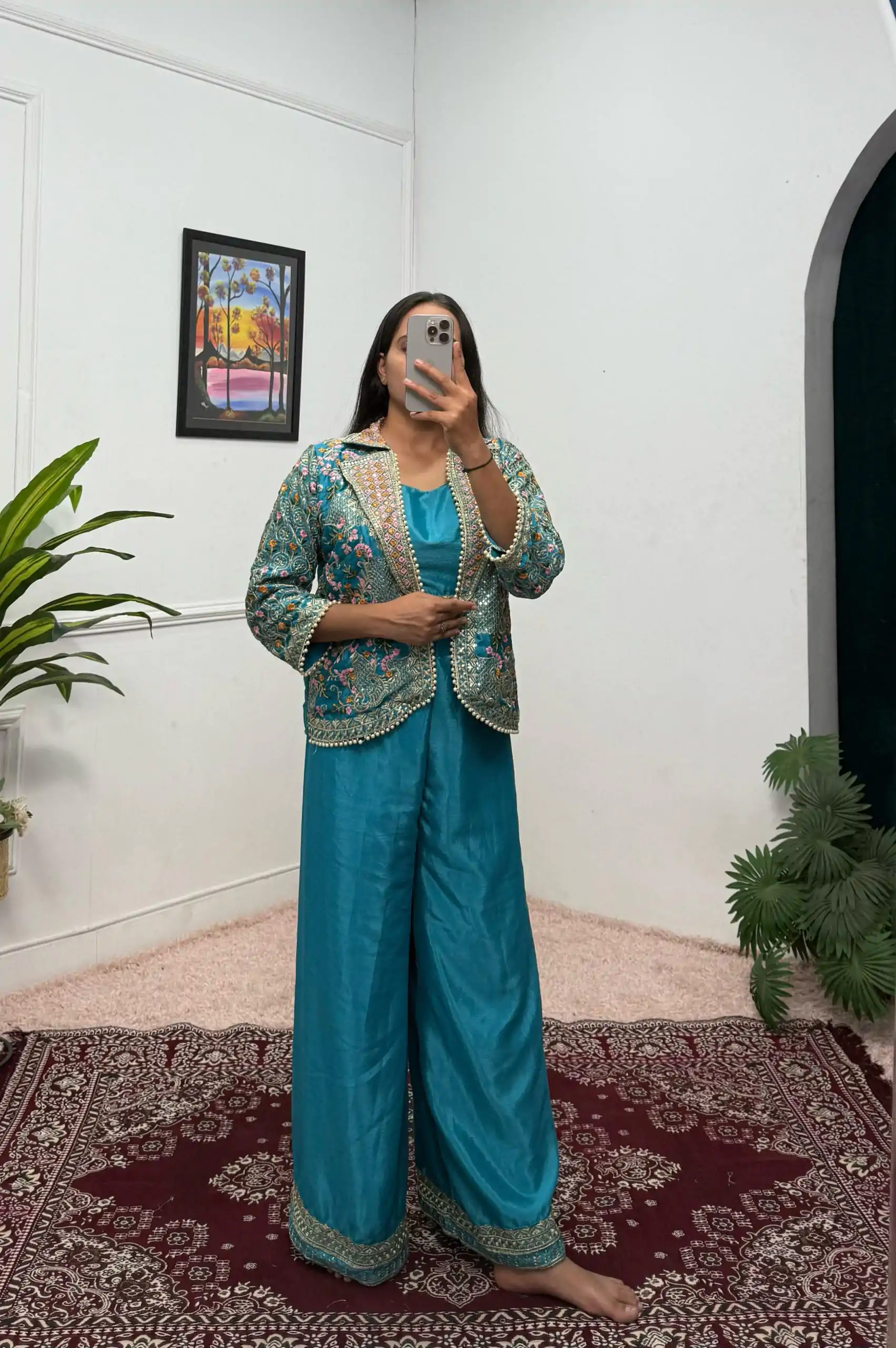 ST 1096 Blue Color Chinon Embroidery Work With Moti Lace Salwar Suit Casual, Wedding, Festive, Events . Expected Delivery  4-6 Working Days @1999/- only      | Casual Suits, Jump Suits, Salwar suit, Creative suits, Designer Suits, Palazzo Suits, Party Wear Suits, Patiala Suits, Straight Suits