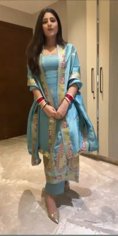 SR 1613 Blue Color Chinon Silk Embroidery Sequence Work Salwar Suit Casual, Wedding, Festive, Events . Expected Delivery  4-6 Working Days @1999/- only      | Casual Suits, Jump Suits, Salwar suit, Creative suits, Designer Suits, Palazzo Suits, Party Wear Suits, Patiala Suits, Straight Suits