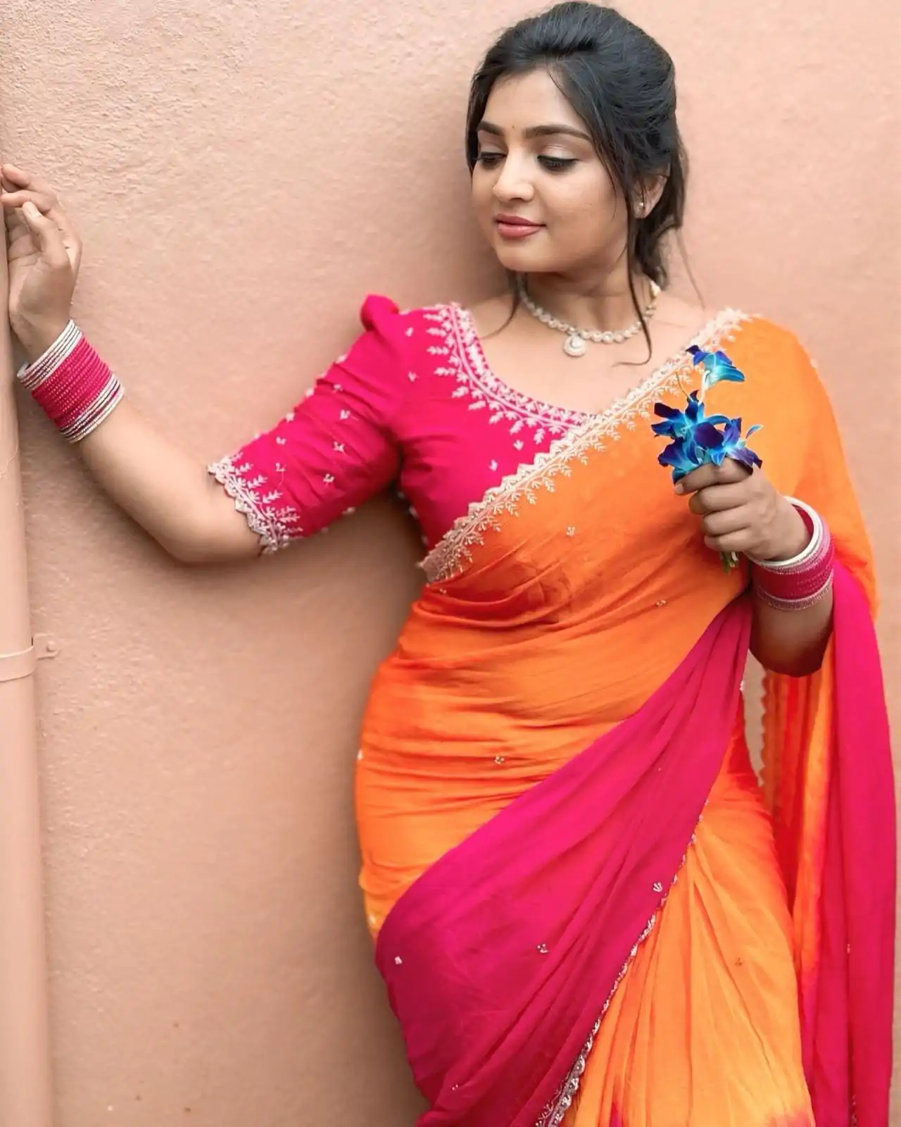  AC Soniya2 Orange Pink Color Chinnon Embroidery Sequence Saree Casual, Wedding, Festive, Events . Expected Delivery  4-6 Working Days @1949/- only      | Designer Sarees, Embroidered Sarees, Sarees, Bollywood Sarees, Creative Sarees, Ethnic Saree, Modern Digital sarees, Party Wear Sarees