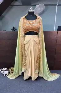 BD 1747 Orange Color Chinon Silk Embroidery Sequins Work Dhoti Suit Casual, Wedding, Party, Festive, Events Etc.4-6 Working Days@ 1999/-only | Casual Suits, Jump Suits, Salwar suit, Creative suits, Designer Suits, Palazzo Suits, Party Wear Suits, Patiala Suits, Straight Suits
