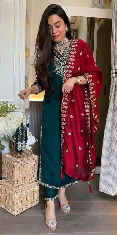 SRK 5249 Peacock Blue Color Chinon Embroidery Work Salwar Suit Casual, Wedding, Festive, Events . Expected Delivery  4-6 Working Days @2049/- only      | Casual Suits, Jump Suits, Salwar suit, Creative suits, Designer Suits, Palazzo Suits, Party Wear Suits, Patiala Suits, Straight Suits