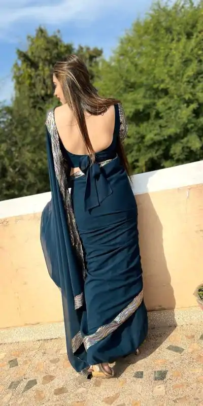 JR 579 Peacock Blue Color Georgette Sequence Work Lace Saree Casual, Wedding, Festive, Events . Expected Delivery  4-6 Working Days @1599/- only                                                                                                                                             | Designer Sarees, Embroidered Sarees, Sarees, Bollywood Sarees, Creative Sarees, Ethnic Saree, Modern Digital sarees, Party Wear Sarees