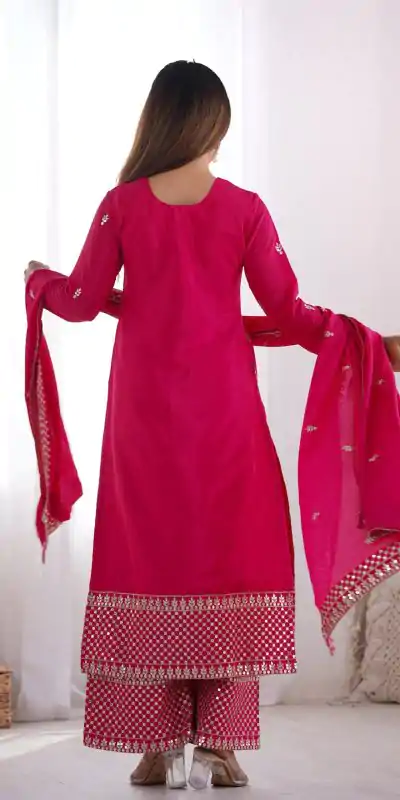 KB 282 Pink Color Chinon Silk Embroidery Jari Work Salwar Suit Casual, Wedding, Festive, Events . Expected Delivery  4-6 Working Days @1949/- only      | Casual Suits, Jump Suits, Salwar suit, Creative suits, Designer Suits, Palazzo Suits, Party Wear Suits, Patiala Suits, Straight Suits