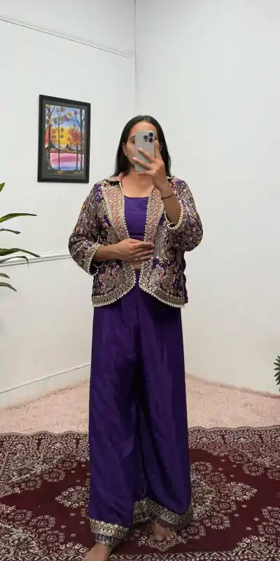 ST 1096 Purple Color Chinon Embroidery Work With Moti Lace Salwar Suit Casual, Wedding, Festive, Events . Expected Delivery  4-6 Working Days @1999/- only      | Casual Suits, Jump Suits, Salwar suit, Creative suits, Designer Suits, Palazzo Suits, Party Wear Suits, Patiala Suits, Straight Suits