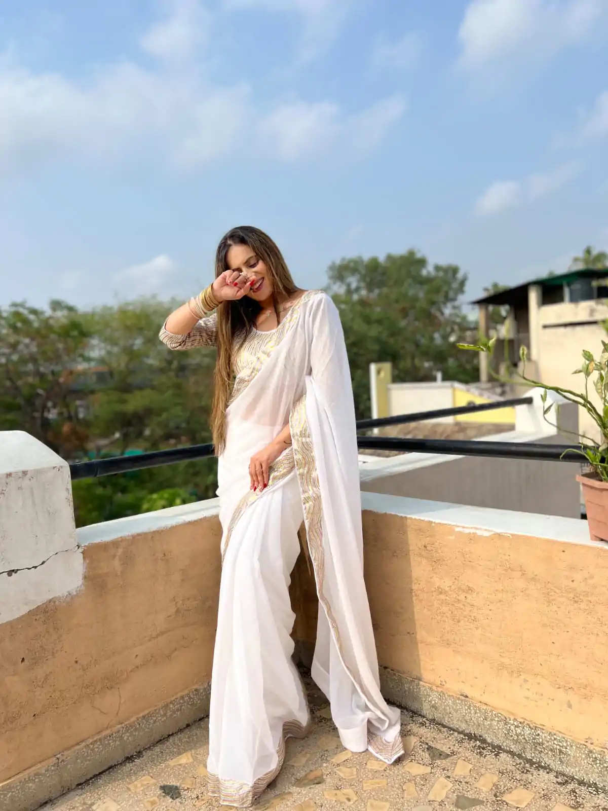 JR 579 White Color Georgette Sequence Work Lace Saree Casual, Wedding, Festive, Events . Expected Delivery  4-6 Working Days @1599/- only                                                                                                                                             | Designer Sarees, Embroidered Sarees, Sarees, Bollywood Sarees, Creative Sarees, Ethnic Saree, Modern Digital sarees, Party Wear Sarees