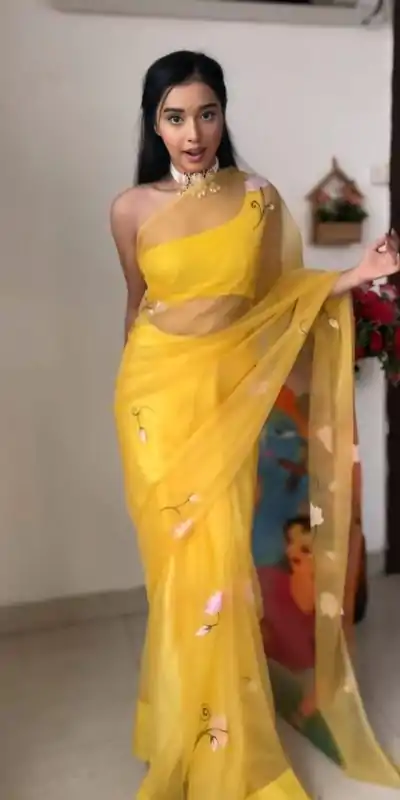 SC 237 Yellow Color Soft Organza Silk Ready To Wear Saree Casual, Wedding, Festive, Events . Expected Delivery  4-6 Working Days @1549/- only                                                                                                                                             | Designer Sarees, Embroidered Sarees, Sarees, Bollywood Sarees, Creative Sarees, Ethnic Saree, Modern Digital sarees, Party Wear Sarees
