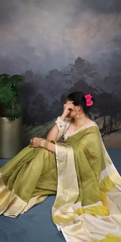 YNF 7403 Green Color Jacquard Chex Zari Weaving Work Saree Casual, Wedding, Festive, Events . Expected Delivery  4-6 Working Days @1499/- only                                                                                                                                             | Designer Sarees, Embroidered Sarees, Sarees, Bollywood Sarees, Creative Sarees, Ethnic Saree, Modern Digital sarees, Party Wear Sarees