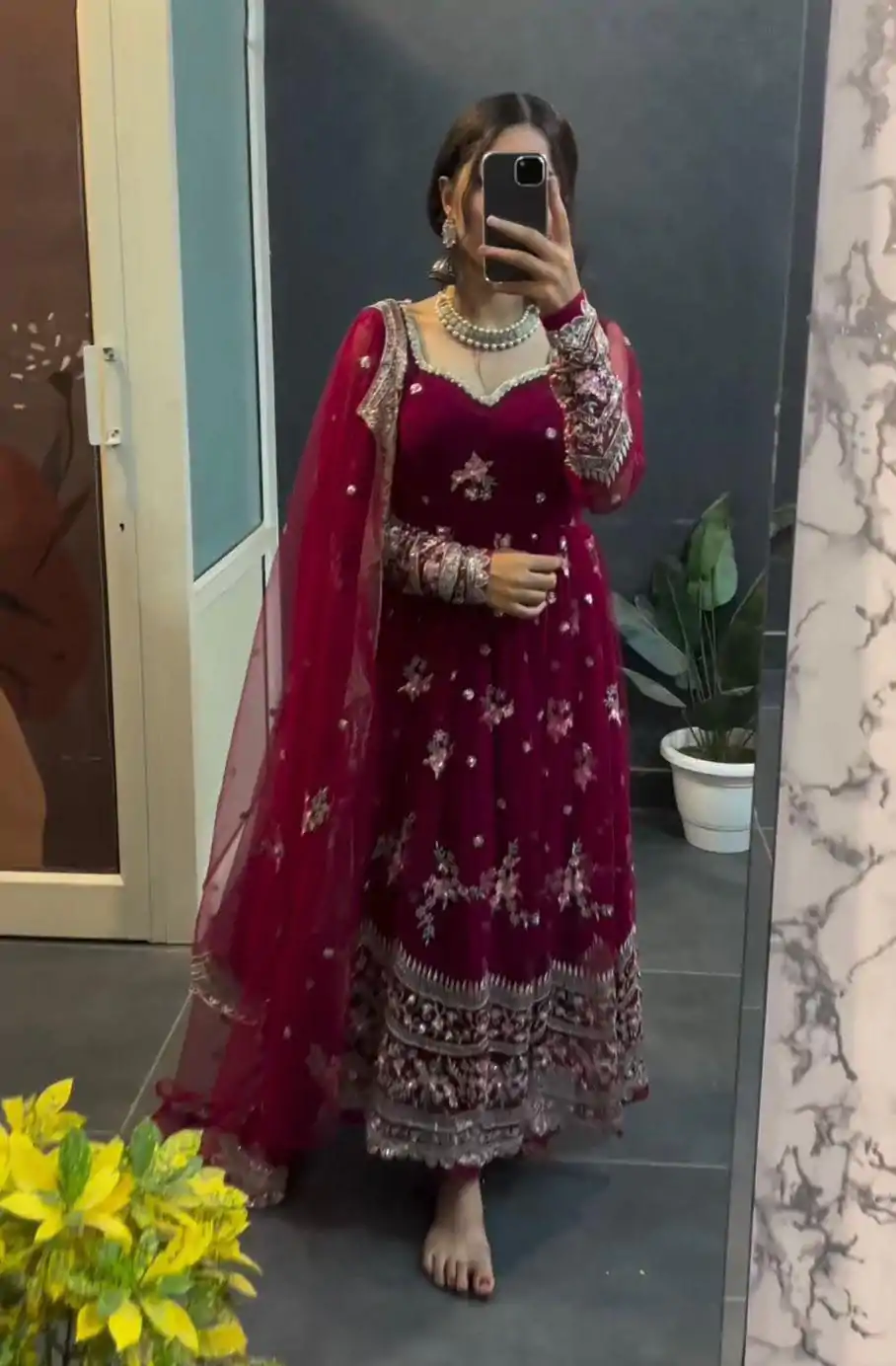 KD 1373 Red Color Georgette Thread With Sequence Salwar Suit Casual, Wedding, Party, Festive, Events Etc.4-6 Working Days@ 2049/-only | Casual Suits, Jump Suits, Salwar suit, Creative suits, Designer Suits, Palazzo Suits, Party Wear Suits, Patiala Suits, Straight Suits