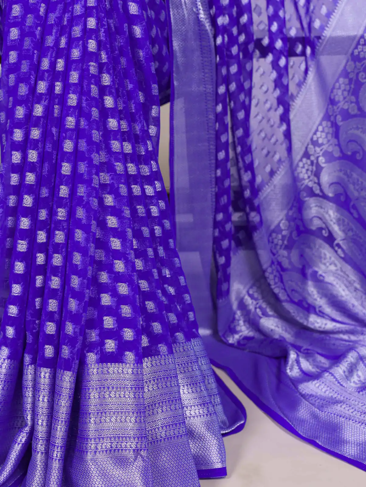 YNF 7901 Royal Blue Color Nylon Georgette Zari Weaving Work Saree Casual, Wedding, Festive, Events . Expected Delivery  4-6 Working Days @1599/- only                                                                                                                                           | Designer Sarees, Embroidered Sarees, Sarees, Bollywood Sarees, Creative Sarees, Ethnic Saree, Modern Digital sarees, Party Wear Sarees