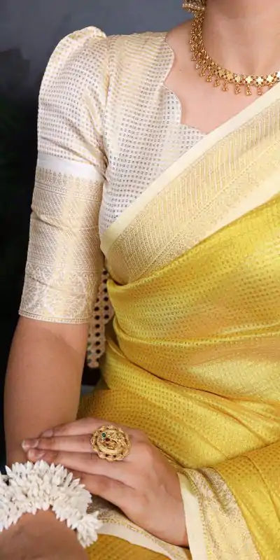 YNF 7403 Yellow Color Jacquard Chex Zari Weaving Work Saree Casual, Wedding, Festive, Events . Expected Delivery  4-6 Working Days @1499/- only                                                                                                                                             | Designer Sarees, Embroidered Sarees, Sarees, Bollywood Sarees, Creative Sarees, Ethnic Saree, Modern Digital sarees, Party Wear Sarees