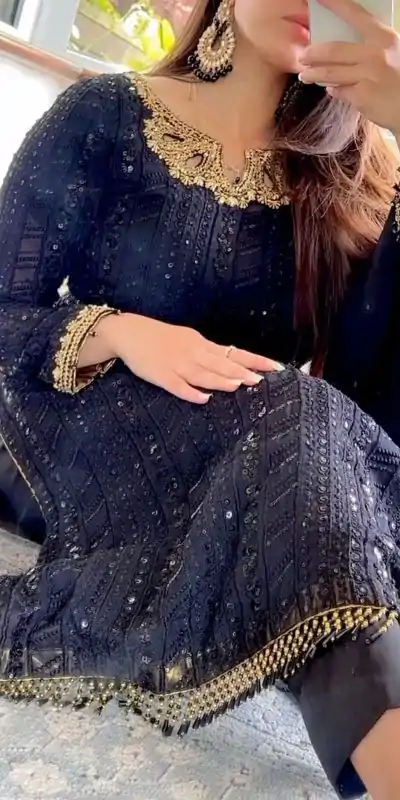 RTC 5702 Black Color Georgette Thread Sequence Work Salwar Suit Wedding, Party, Festive, Events Etc. Expected Delivery 4-6 Working Days @2099/- | Casual Suits, Jump Suits, Salwar suit, Creative suits, Designer Suits, Palazzo Suits, Party Wear Suits, Patiala Suits, Straight Suits
