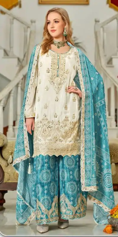 KF 1679 Blue Color Chinon Sequence Mirror Hand Work Salwar Suit Casual, Wedding, Festive, Events . Expected Delivery  4-6 Working Days @2299/- only      | Casual Suits, Jump Suits, Salwar suit, Creative suits, Designer Suits, Palazzo Suits, Party Wear Suits, Patiala Suits, Straight Suits
