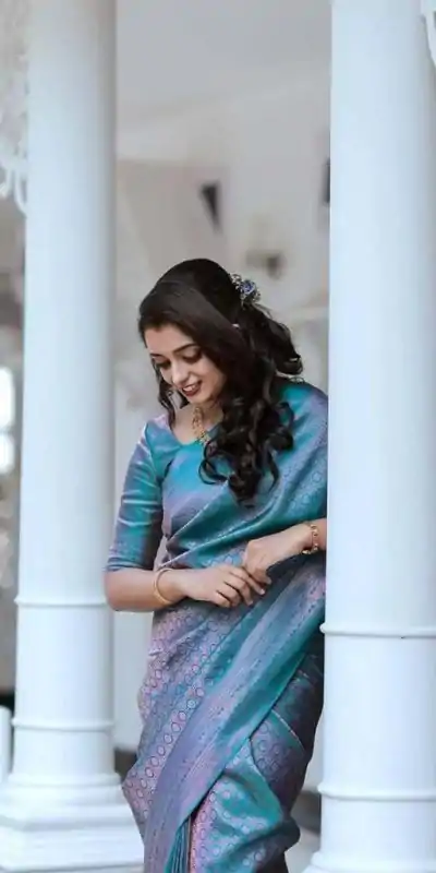 KP 5016 Blue Color Soft Litchi Silk jacquard Work On All Over Saree Casual, Wedding, Festive, Events . Expected Delivery  4-6 Working Days @1399/- only                                                                                                                                             | Designer Sarees, Embroidered Sarees, Sarees, Bollywood Sarees, Creative Sarees, Ethnic Saree, Modern Digital sarees, Party Wear Sarees