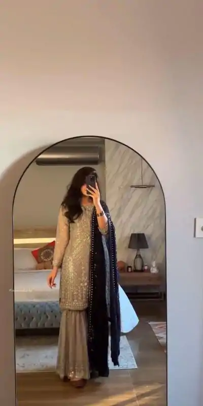 SRK 5246 Grey Color Faux Georgette Embroidery Sequence Beads Work Salwar Suit Casual, Wedding, Party, Festive, Events Etc.4-6 Working Days@ 2099/-only | Casual Suits, Jump Suits, Salwar suit, Creative suits, Designer Suits, Palazzo Suits, Party Wear Suits, Patiala Suits, Straight Suits