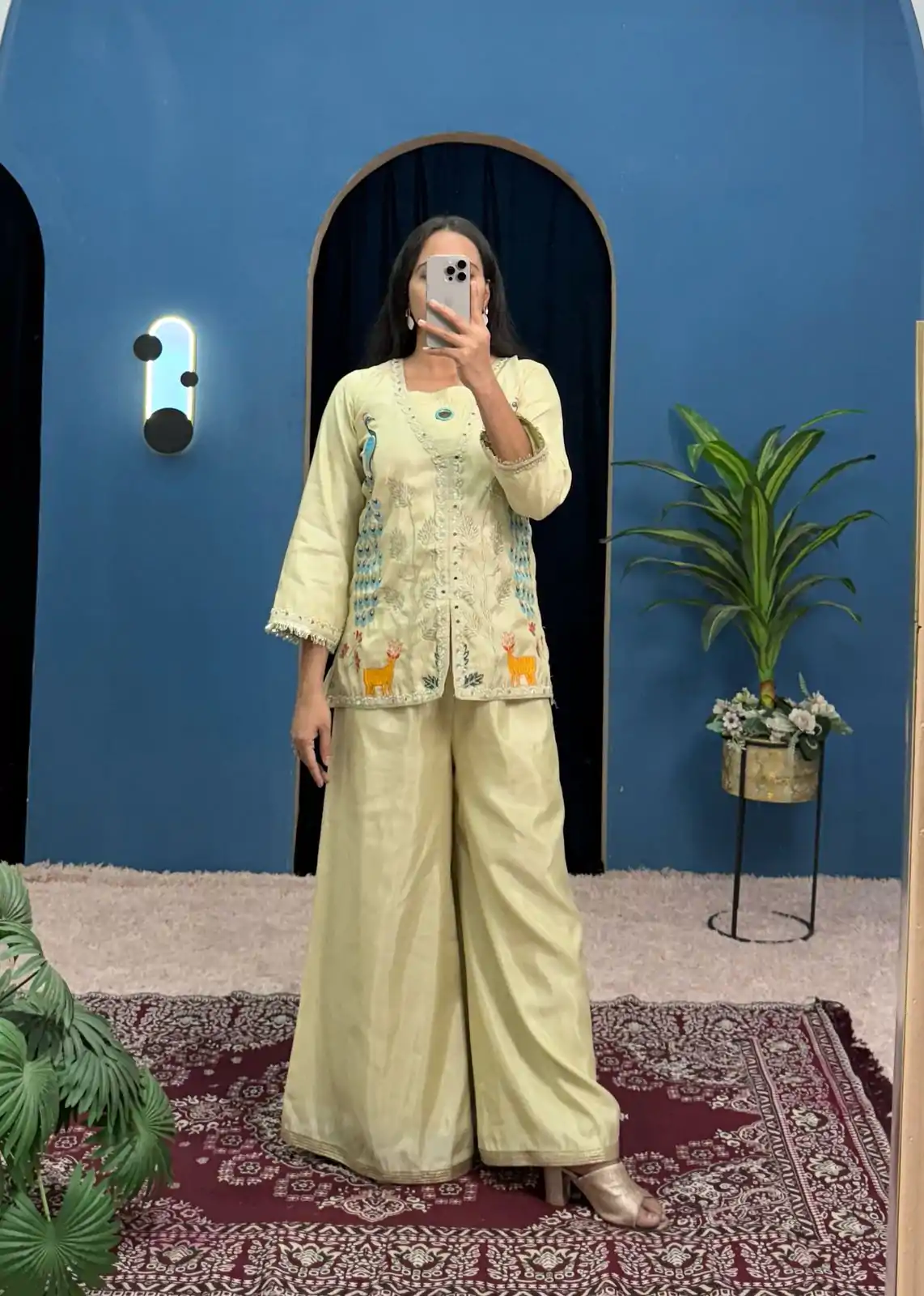 ST 1095 Light Pista Color Shimmer Embroidery Moti With Mirror Salwar Suit Casual, Wedding, Party, Festive, Events Etc.4-6 Working Days@ 1899/-only | Casual Suits, Jump Suits, Salwar suit, Creative suits, Designer Suits, Palazzo Suits, Party Wear Suits, Patiala Suits, Straight Suits