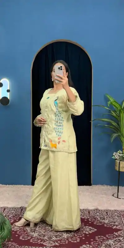 ST 1095 Light Pista Color Shimmer Embroidery Moti With Mirror Salwar Suit Casual, Wedding, Party, Festive, Events Etc.4-6 Working Days@ 1899/-only | Casual Suits, Jump Suits, Salwar suit, Creative suits, Designer Suits, Palazzo Suits, Party Wear Suits, Patiala Suits, Straight Suits