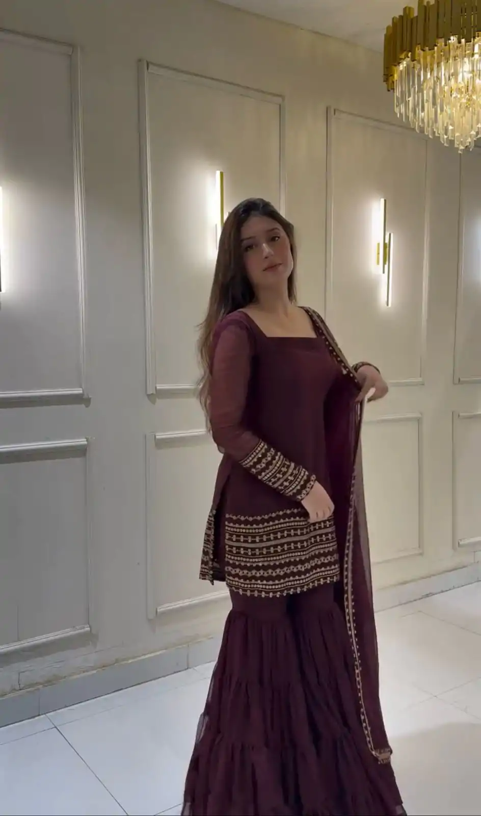 ZF 413 Wine Color Georgette Embroidery Sequence Work Salwar Suit Casual, Wedding, Festive, Events . Expected Delivery  4-6 Working Days @1899/- only      | Casual Suits, Jump Suits, Salwar suit, Creative suits, Designer Suits, Palazzo Suits, Party Wear Suits, Patiala Suits, Straight Suits