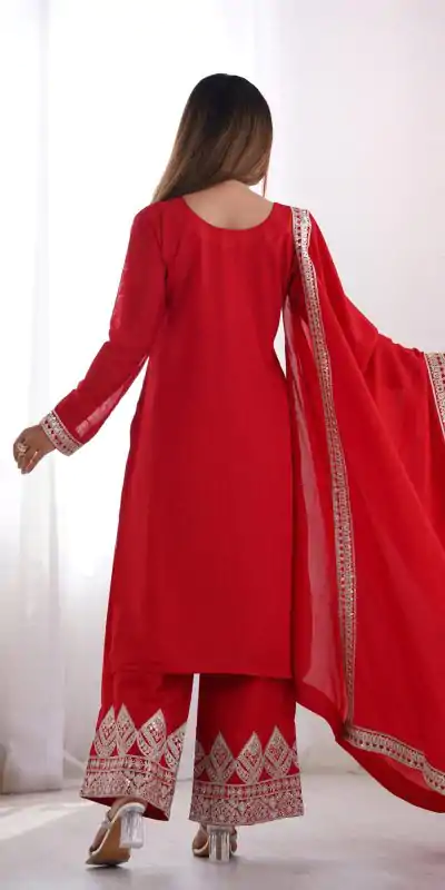 KB 280 Red Color Vichitra Silk Embroidery Sequence Salwar Suit Casual, Wedding, Party, Festive, Events Etc.4-6 Working Days@ 1969/-only | Casual Suits, Jump Suits, Salwar suit, Creative suits, Designer Suits, Palazzo Suits, Party Wear Suits, Patiala Suits, Straight Suits