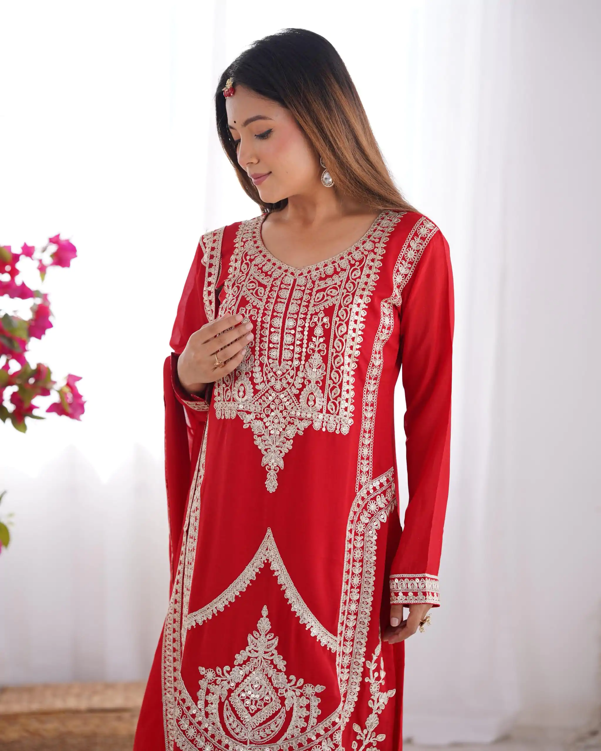 KB 280 Red Color Vichitra Silk Embroidery Sequence Salwar Suit Casual, Wedding, Party, Festive, Events Etc.4-6 Working Days@ 1969/-only | Casual Suits, Jump Suits, Salwar suit, Creative suits, Designer Suits, Palazzo Suits, Party Wear Suits, Patiala Suits, Straight Suits