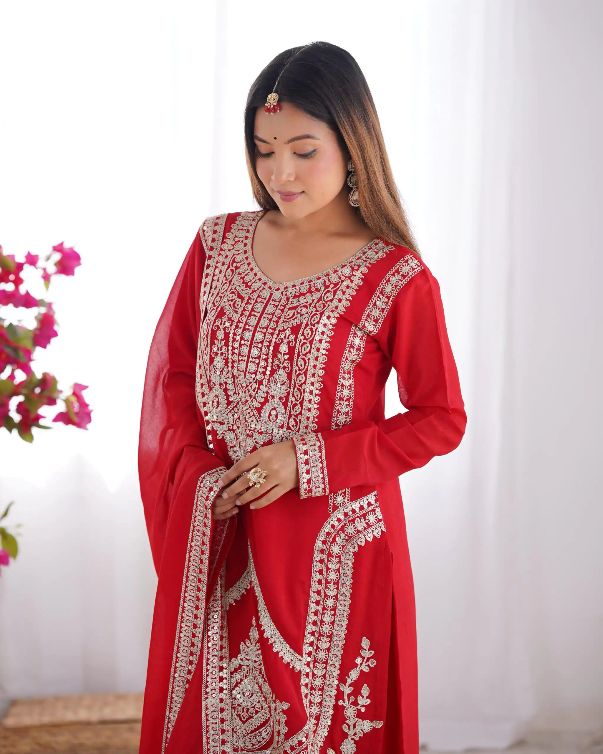 KB 280 Red Color Vichitra Silk Embroidery Sequence Salwar Suit Casual, Wedding, Party, Festive, Events Etc.4-6 Working Days@ 1969/-only | Casual Suits, Jump Suits, Salwar suit, Creative suits, Designer Suits, Palazzo Suits, Party Wear Suits, Patiala Suits, Straight Suits
