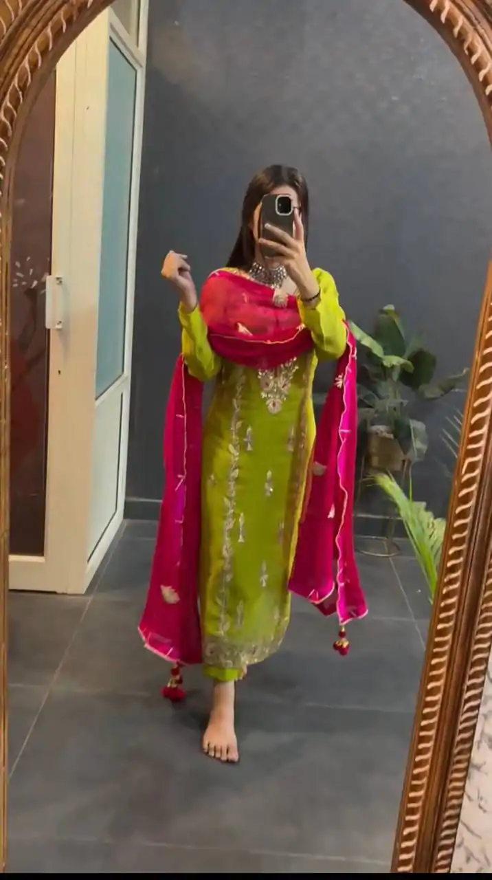 SR 1662 Light Green Color Chinon Silk Sequence Work Salwar Suit Casual, Wedding, Festive, Events . Expected Delivery  4-6 Working Days @1799/- only      | Casual Suits, Jump Suits, Salwar suit, Creative suits, Designer Suits, Palazzo Suits, Party Wear Suits, Patiala Suits, Straight Suits