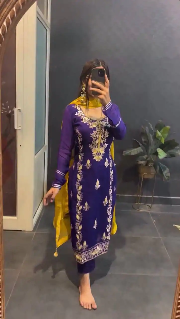 SR 1662 Purple Color Chinon Silk Sequence Work Salwar Suit Casual, Wedding, Festive, Events . Expected Delivery  4-6 Working Days @1799/- only      | Casual Suits, Jump Suits, Salwar suit, Creative suits, Designer Suits, Palazzo Suits, Party Wear Suits, Patiala Suits, Straight Suits