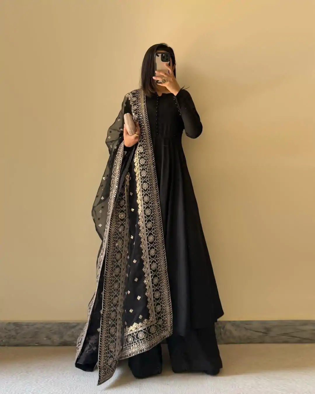 KD 1502 Black Chinon Silk With Inner Plain Anarkali Gown Casual, Wedding, Festive, Events . Expected Delivery  4-6 Working Days @1999/- only      | Casual Suits, Jump Suits, Salwar suit, Creative suits, Designer Suits, Palazzo Suits, Party Wear Suits, Patiala Suits, Straight Suits